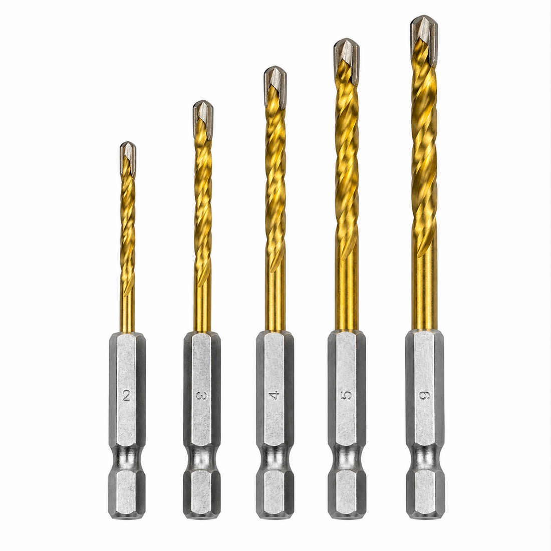 5 Piece Titanium-Coated HSS Drill Bit Set